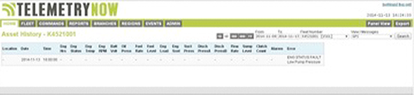 Image of the Fault History Panel for the M3G02WEB Module